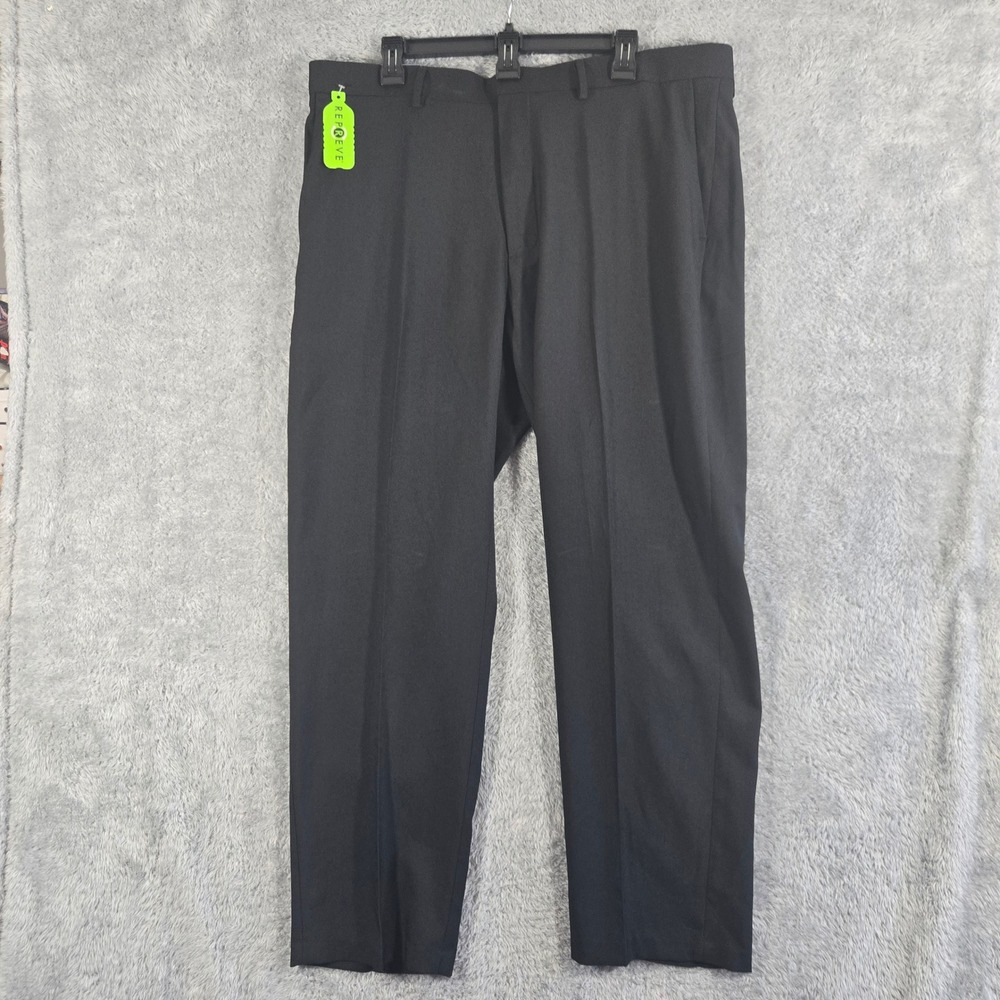 Haggar Mens Smart Wash Repreve Stretch Suit Pants Black 38x30 Classic Old Money